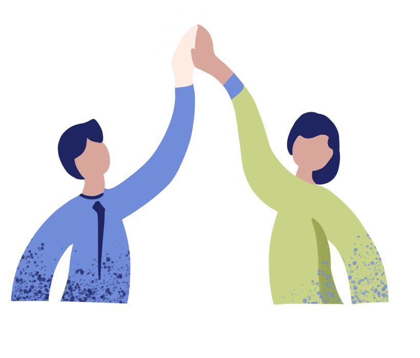 Two colleagues high-fiving